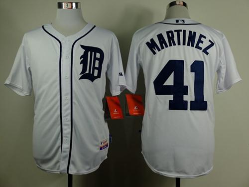 Tigers #41 Victor Martinez White Cool Base Stitched MLB Jersey - Click Image to Close